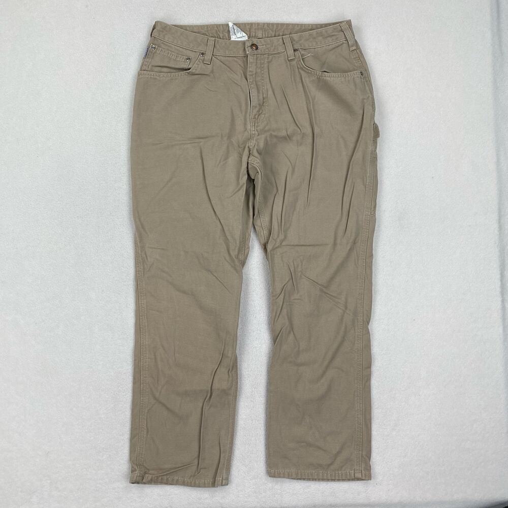 Carhartt Pants Womens Size 35x29 Tan Relaxed Fit Canvas Carpenter Jean Cotton